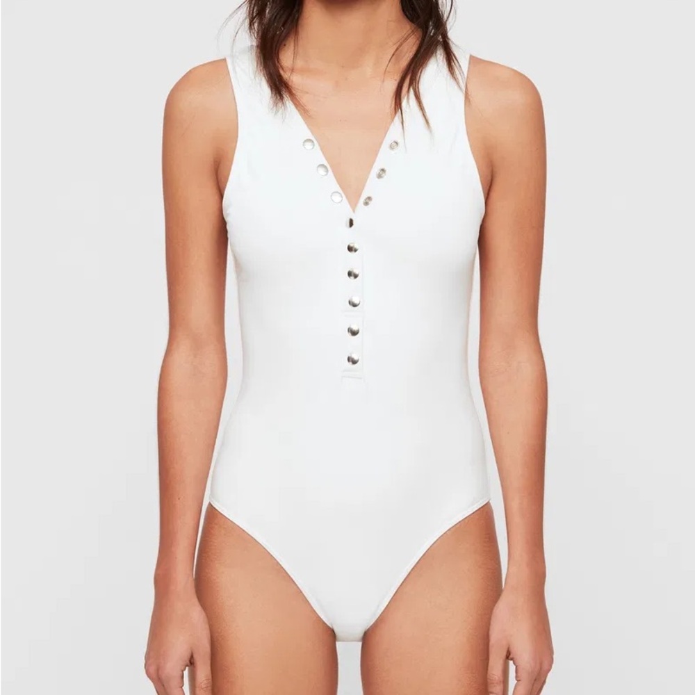 ALL SAINST Laura White one piece Swimwear sz 2